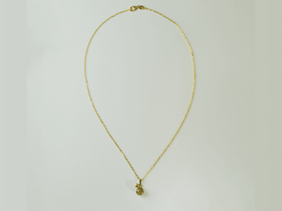 Emma-Rosa necklace in gold-plated 925 sterling silver with a flat anchor chain and a resin bead