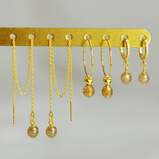 Lyvine, Laufey and Lusia horse hair earrings in gold-plated 925 sterling silver